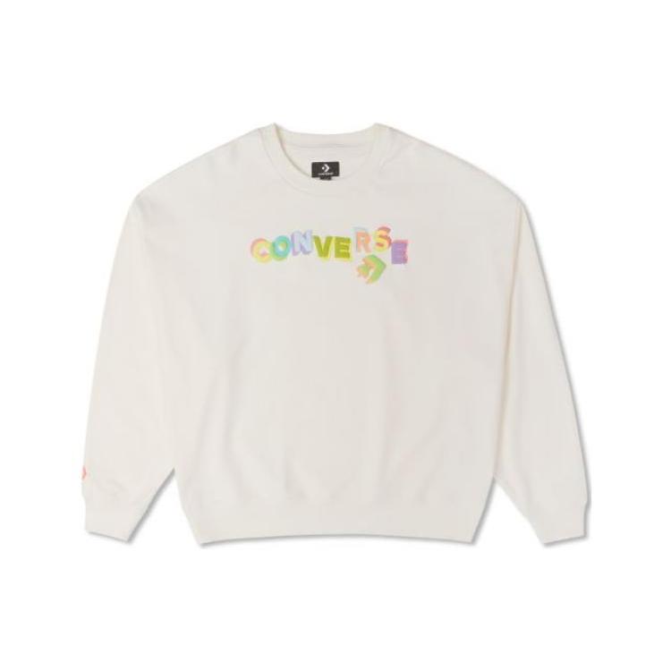 New Converse Sweatshirts Women's Milk White 10025069-A01
