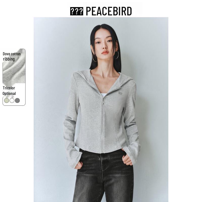 

PEACEBIRD Women s Slim Fit Fishbone Zip-Up Hoodie Jacket M