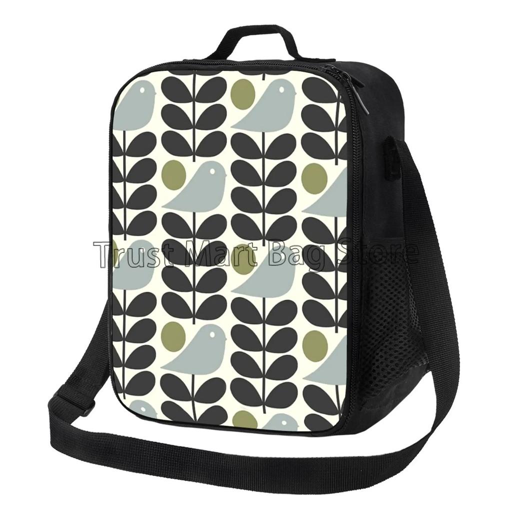 Orla Kiely Sac à Lunch Portable Motif Feuilles Colorées Réutilisable Isotherme Fourre-tout Bento avec Sangle Réglable pour Travail Pique-nique Voyage