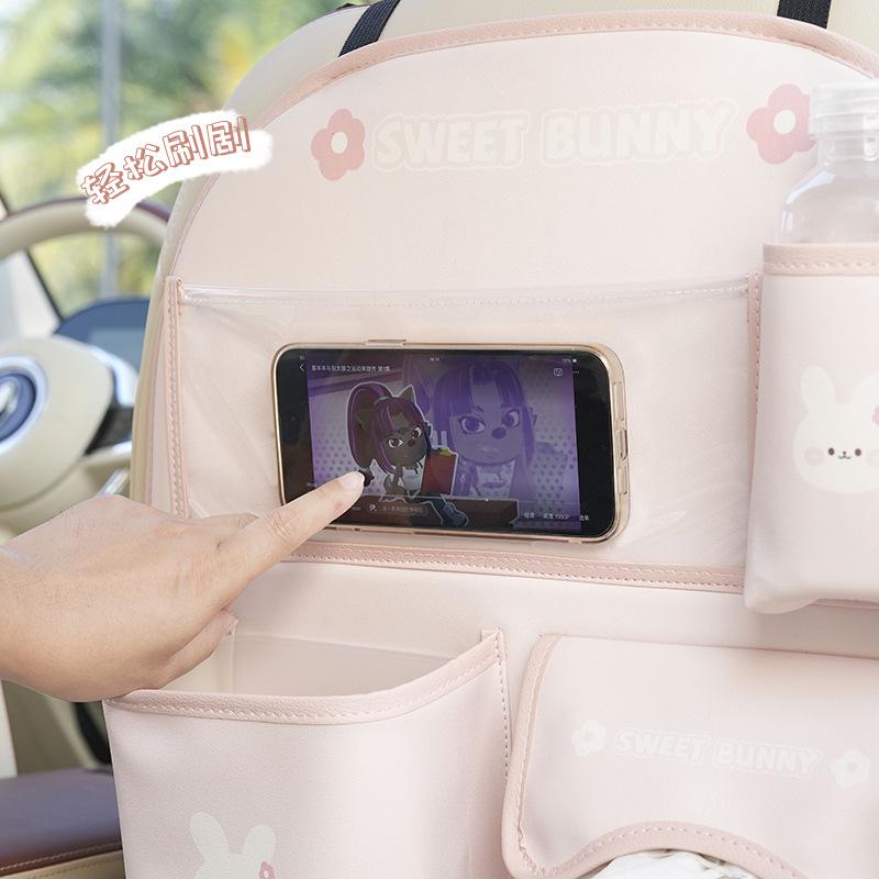 Cartoon Car Seat Back Organizer & Anti-Kick Pad