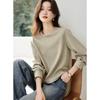 La Chapelle Women's Petite Relaxed Short Round Neck Sweatshirt
