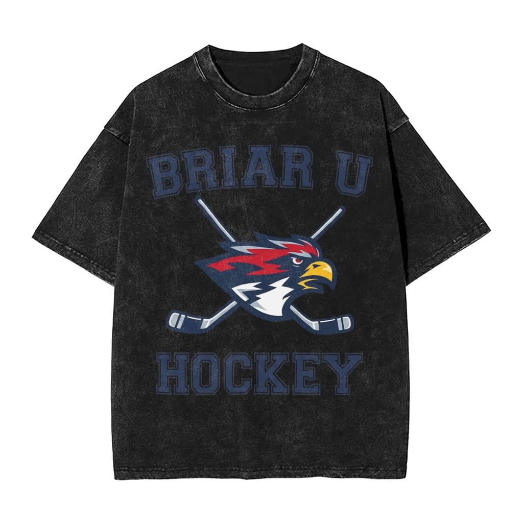 2026 Summer Fashion Trendy Tee Off Campus Briar University Hockey Washed T Shirt Streetwear Hip Hop Novelty T-Shirts Tees
