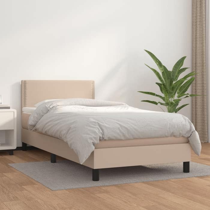 3141034 vidaXL Divan Bed with Mattress Cappuccino 80x200 Cm