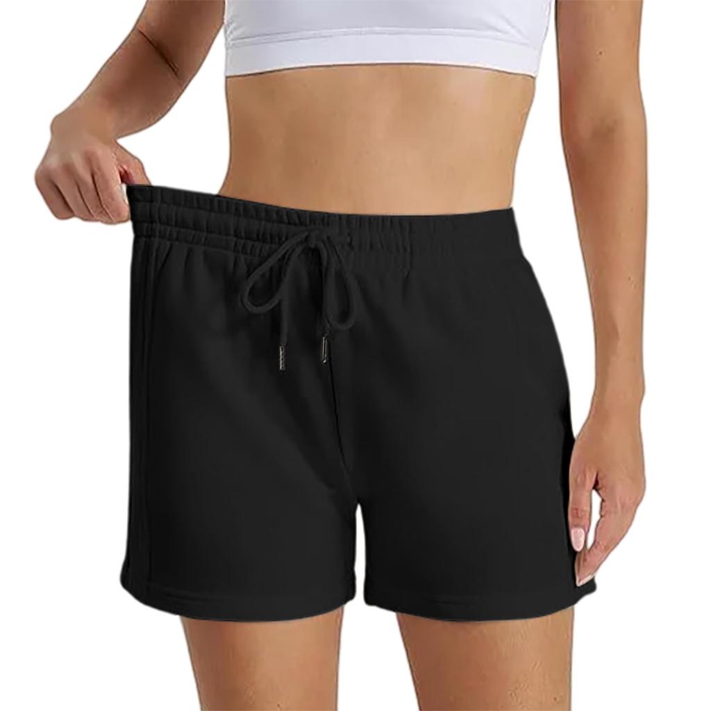 Women's Summer Loose Casual Solid Color Sports Shorts High Waisted Running Shorts With Pockets