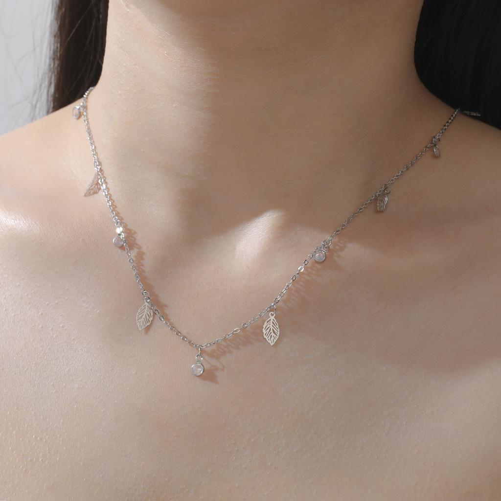 My Shape Leaf Charms Choker CZ Crystal Jewelry for Women Delicate Silver Plated Necklace Minimalist Gifts 2025 Trend