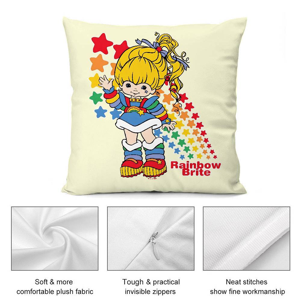 R-Rainbows Cute B-Brite Pillow Case Plush Fabric Soft Double Sided Print Sofa Cushion Cover Throw Pillow Covers