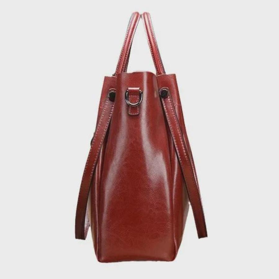Women's Waxed Cowhide Handbag: Genuine Leather Shoulder Messenger Bag, Korean Style, Large Casual Ladies' Bag KTB