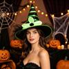 Soft Playful Witch Hat Halloween for Women Girls, Large Striped Wizard Costume with Flower Accessories, Cosplay, Party Festive Parties