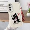 Cartoon Black Cat Case for Samsung Galaxy A52 A14 A15 A12 A16 A11 A21s A13 Soft Phone Cover A06 A23 A03 A05 A33 A53 A04 A22