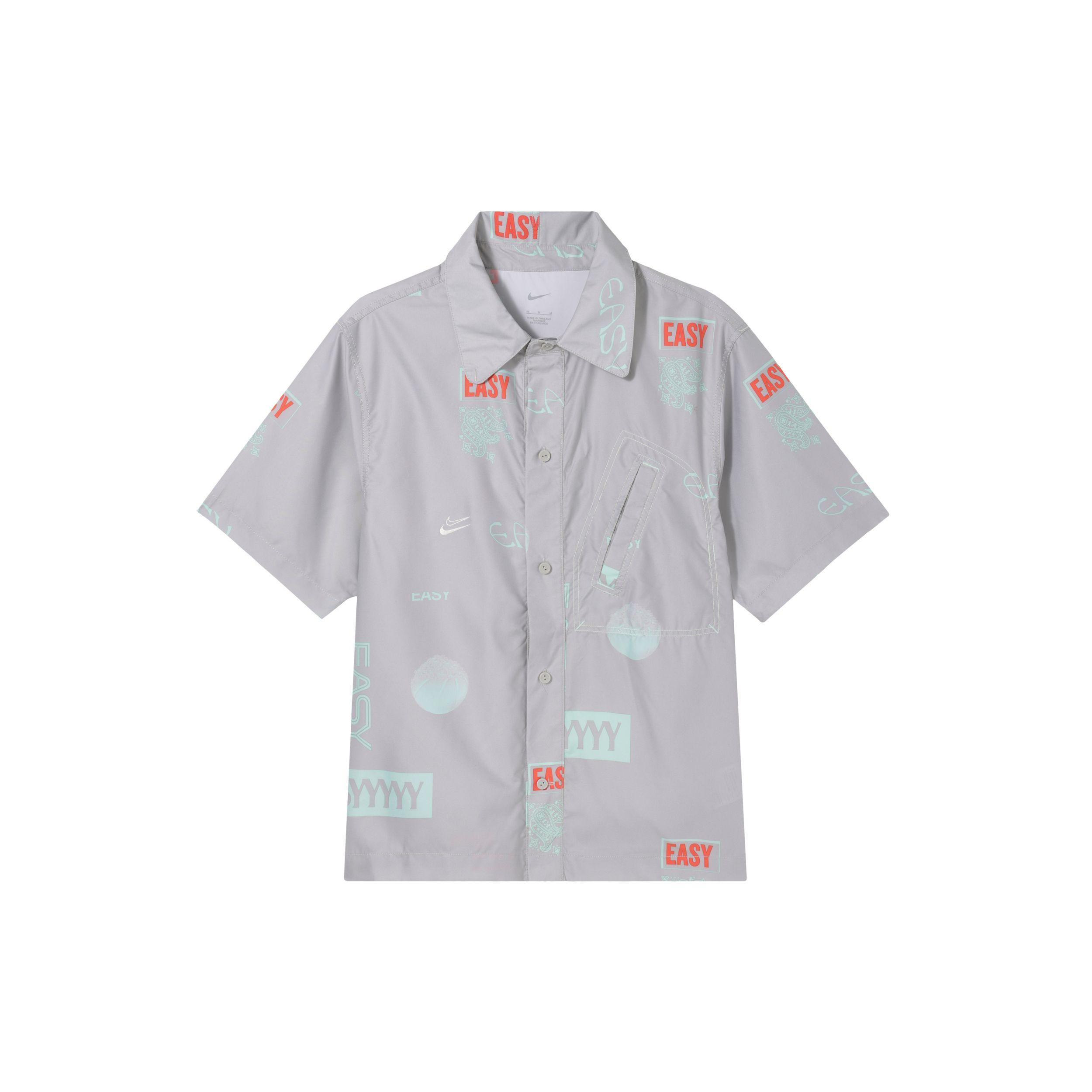 

Однобортная рубашка с короткими рукавами и принтом Nike Alphabet, мужские топы, темно-серый DO4024-097 XXXL