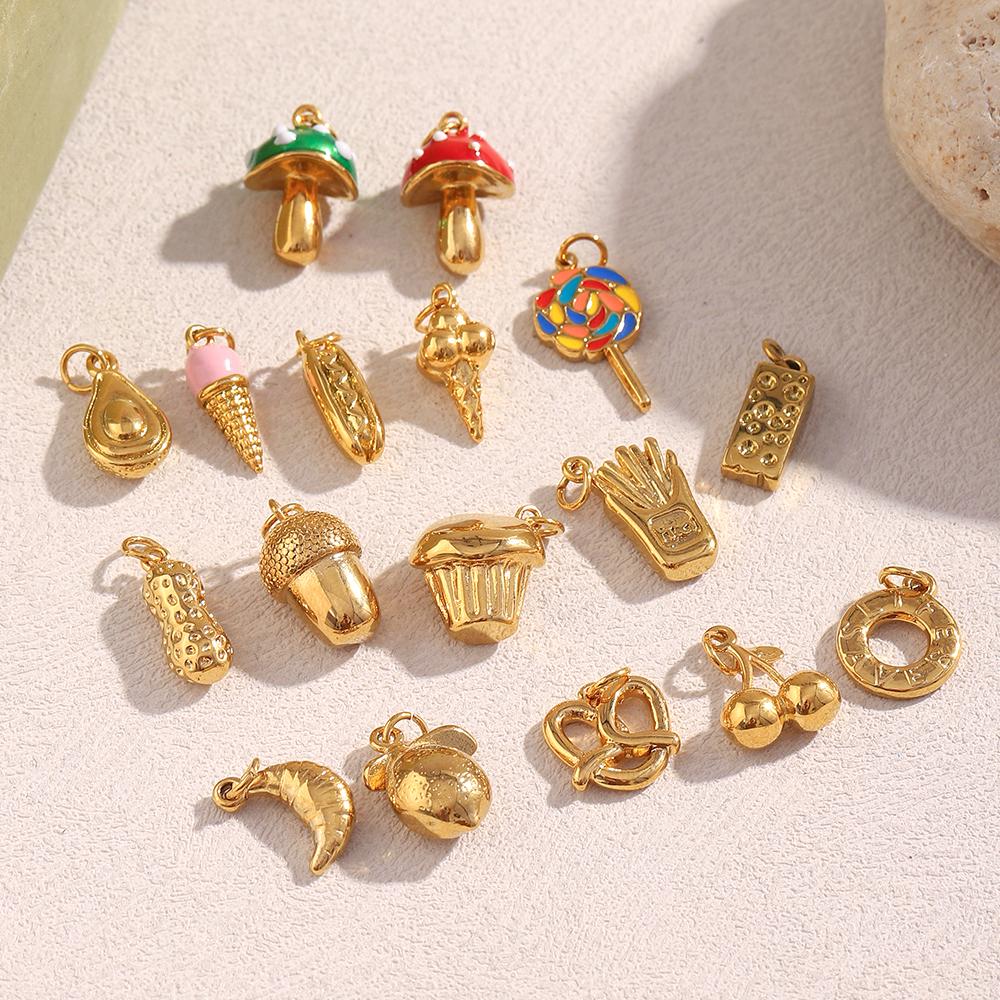 Dreamshow Fashion Stainless Steel Pendants Charms Enamel Pendants for Necklace Gold Plated Jewelry Accessories