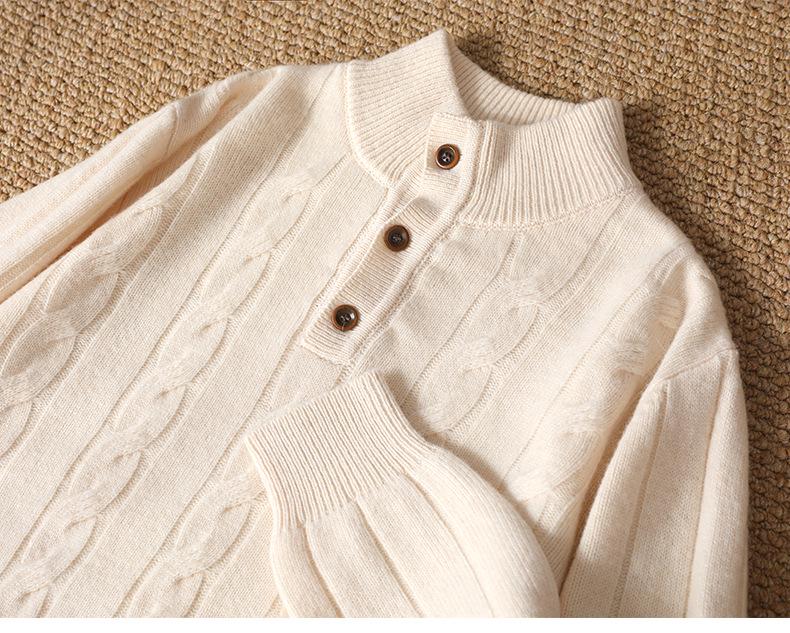 Men's Wool Half-Zip Sweater: Autumn/Winter Business Casual Knit with Long Sleeves