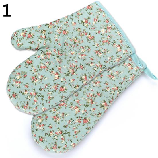 1Pc Dots Grids Print Oven Mitt Heat Resistant Protector Kitchen Holder Glove