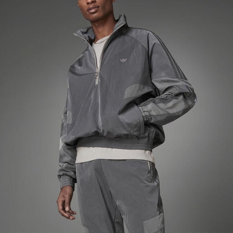 adidas originals Blue Version Series Casual Half Zipper Stand Collar Jacket Gray Men's HD2233