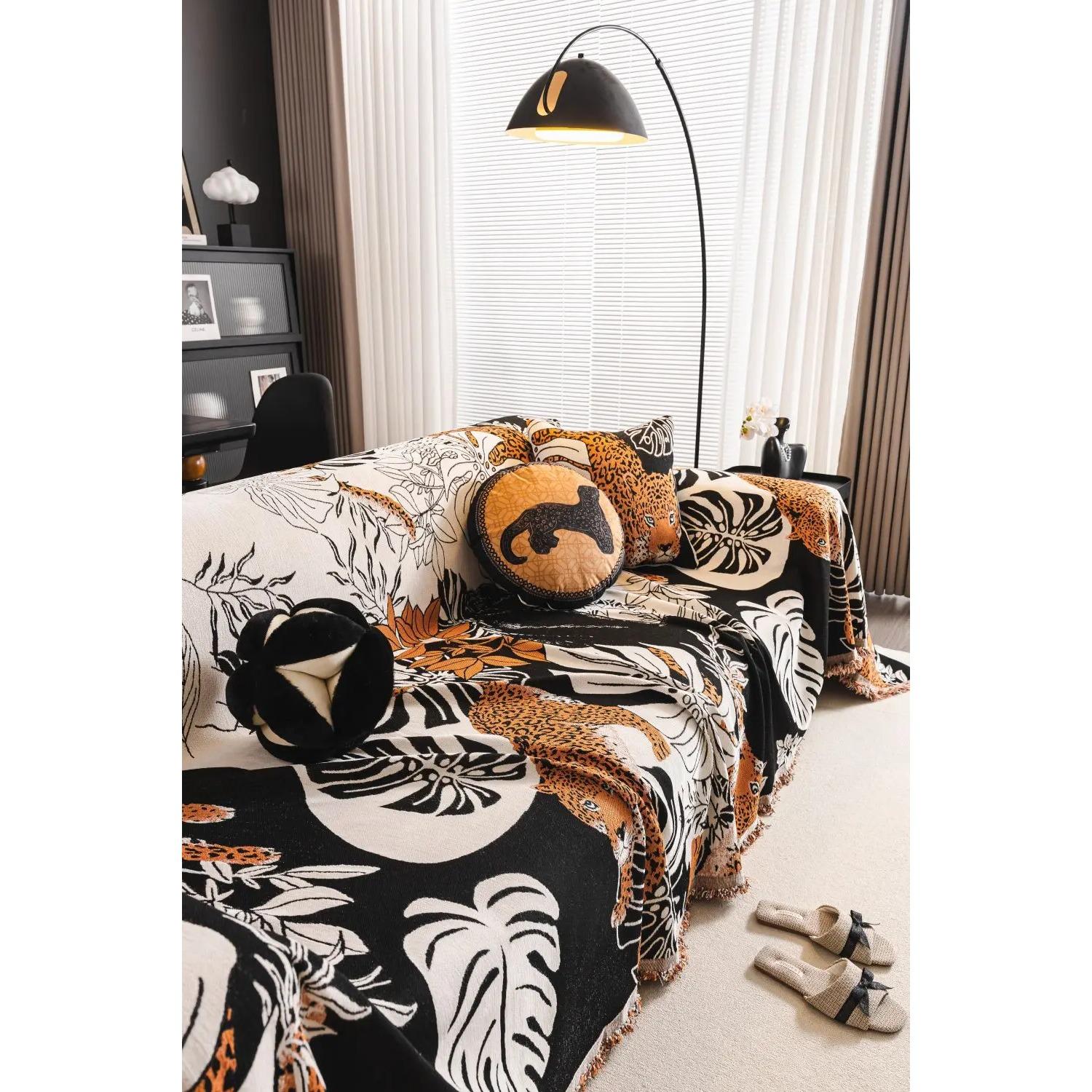 

Funda Sofa Home Шенилловый леопардовый принт Диванный коврик Пледы Всесезонный чехол для пикника Чехол для дивана 180x130cm