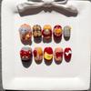 Hand-Painted Press-On Nails Short Square Cat Eye Design Cute Kawaii Style Wearable Nail Tips Women Teens