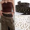 Harajuku Wide Waist Strap Y2K Metal Round Buckle Waistband Fashion Trouser Dress Belts