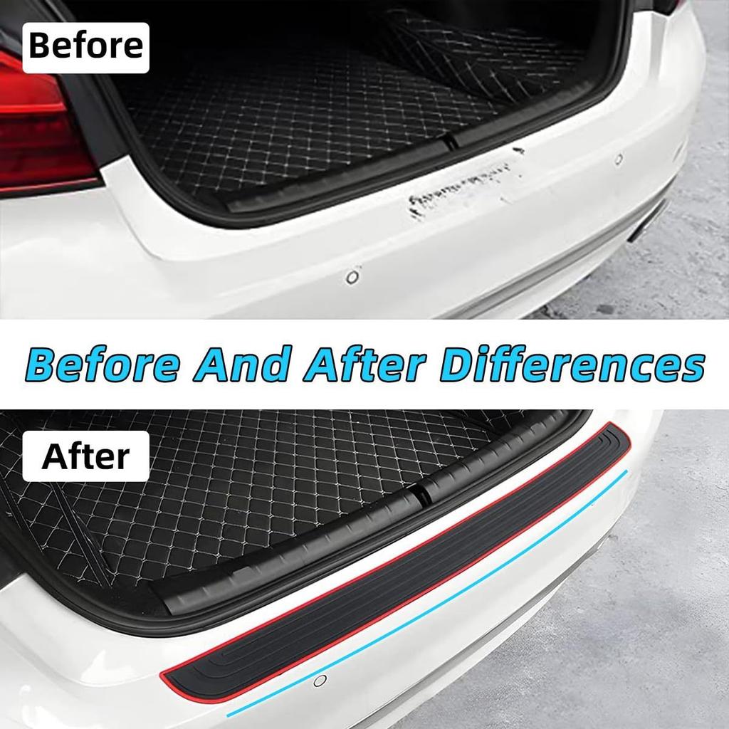 Car Rear Bumper Protector Guard, Trunk Sill Cover Strip Scratch Guard Pad, Universal Rubber Threshold Protection Sticker for Auto Accessories