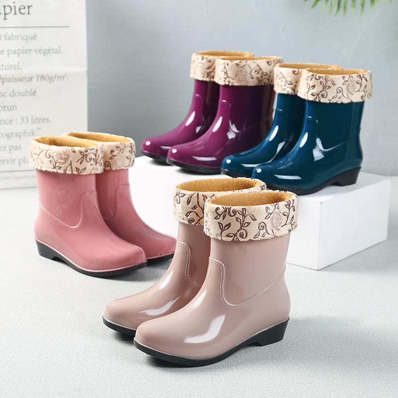 Four Season Warm Water Shoes, Midsole Anti Slip Rain Shoes, Korean Version Women's Rain Boots, Waterproof Wash Shoes, Work Shoes