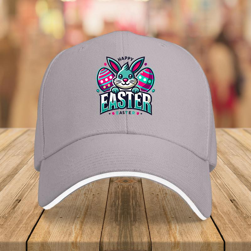 Easter Bunny Eggs Graphic Baseball Cap Polyester Adjustable Casual Outdoor Sports Sun Protection Hat