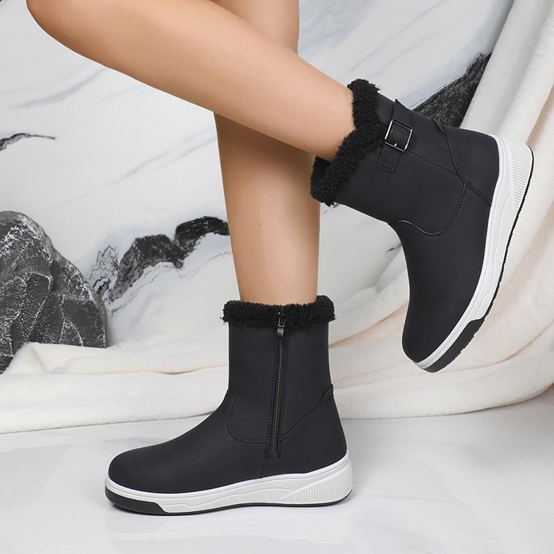 Mode Damen Schneestiefel Winter Damen Stiefeletten Dick Plüsch Rutschfest Oberschenkelhohe Stiefel Mode Warm Fell Damen Kurz Botas