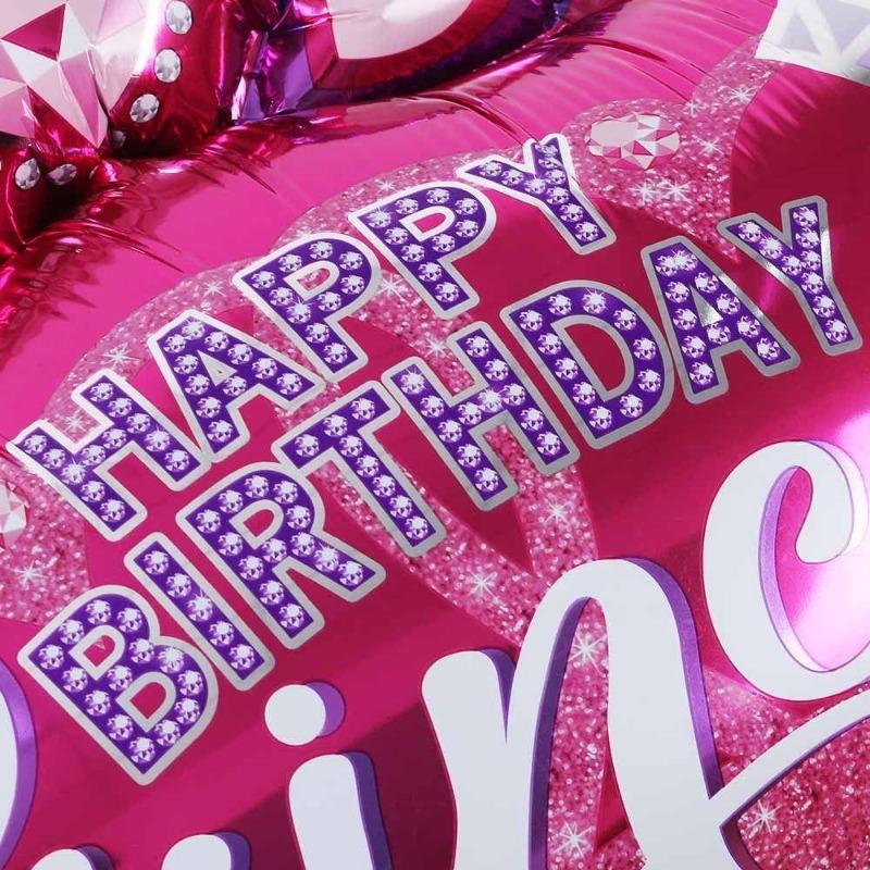 1Pc Hot Pink Crown Princess Birthday Party Decoration Supplies Round Foil Balloon