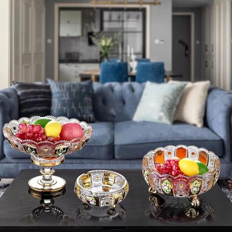 Flavence Engraved Crystal Glass Fruit Bowl