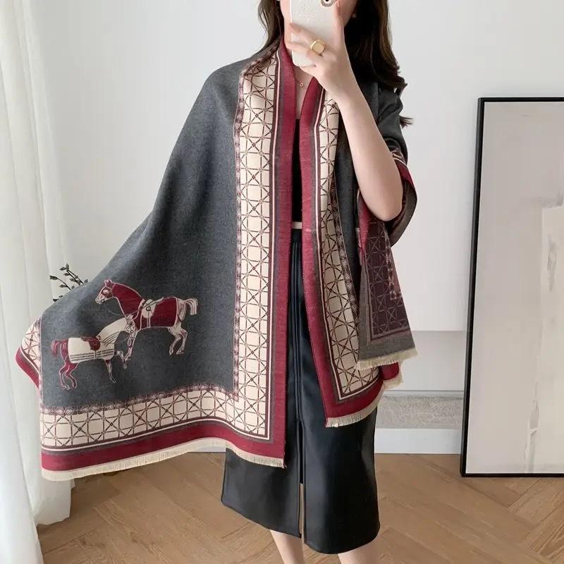 New Winter European and American Style Scarf Women's Shawl Thickened Warm Summer Office Air Conditioned Room Cloak Double Sided