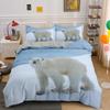 Polar Bear Duvet Cover King Queen 3D Lovely White Arctic Animal Bedding Set For Kids Teens Adult Wildlife Quilt Cover Pillowcase