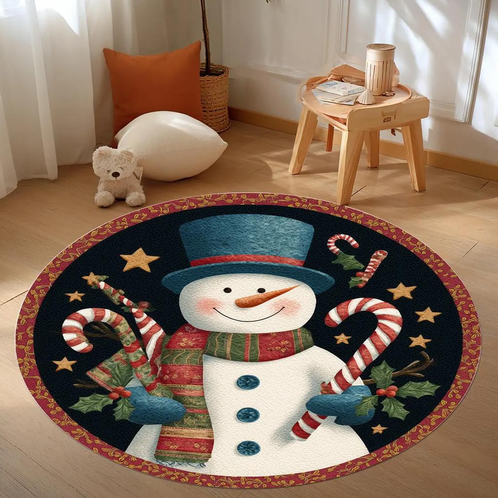 Snowman Round Rug, Snowman Pattern Round Rug, Christmas Round Rug,  Christmas Area Round Rug, Christmas Decoration Rug