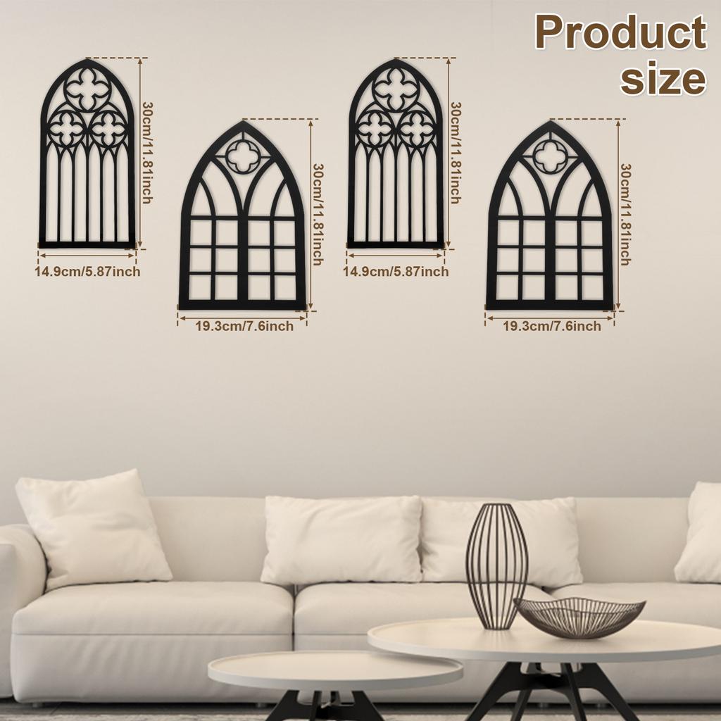 4 Pcs Arched Window Wall Mirror Acrylic Mirror Wall Stickers Decorative Windowpane Mirror Vintage Arch Mirror Wall Decor