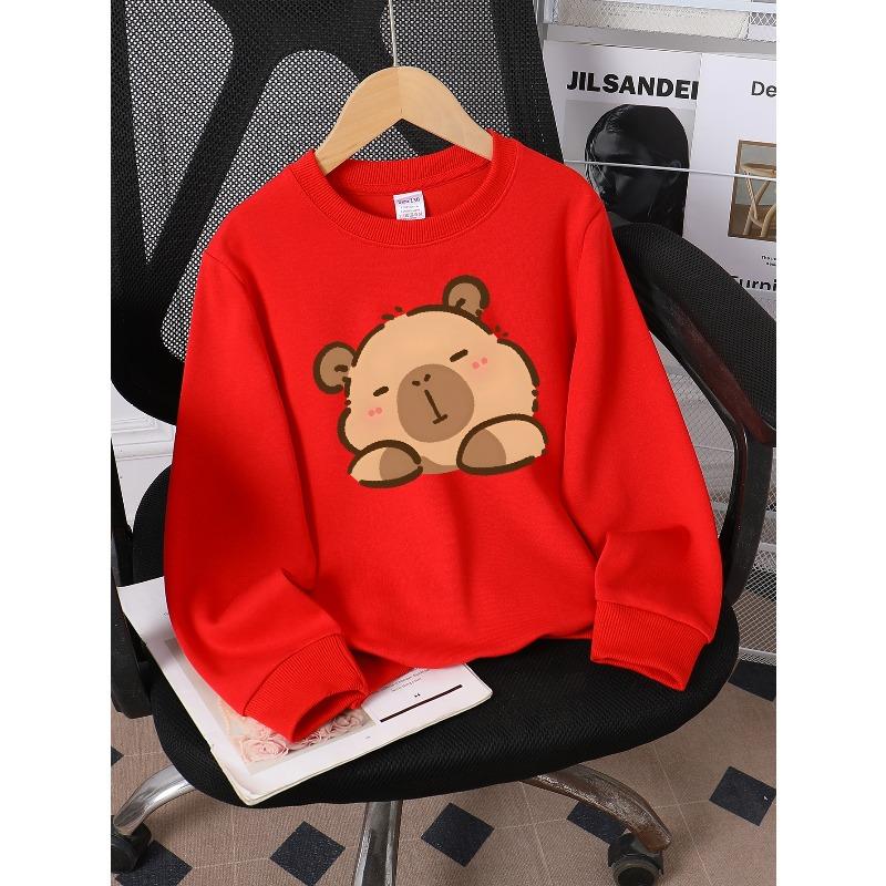 Kids Sweatshirt ,Cute Bear Plush Design Crew Neck Fashion Sweatshirt, Autumn and Winter Top, Children's Sweatshirt