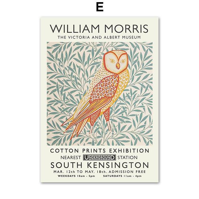 William Morris Wall Art Swan Owl Bird Leaf Flower Canvas Painting Nordic Posters and Prints Wall Pictures for Living Room Decor No Frame