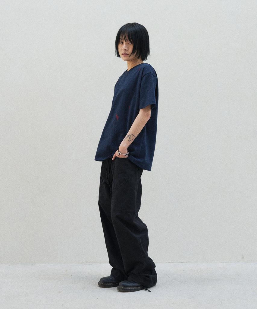 SLOWACID Washed Stamp Short Sleeve T-Shirt [Navy]
