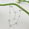 Korean Style S925 Sterling Silver Beaded and Layered Pearl Necklace for Women - Elegant Sweater Chain Accessory