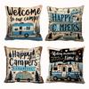 Vintage Country Camping Pillow Covers Square Cushion Covers Camper Vans Pine Trees Adventure Outdoor Nature Home Decor Sofa Room