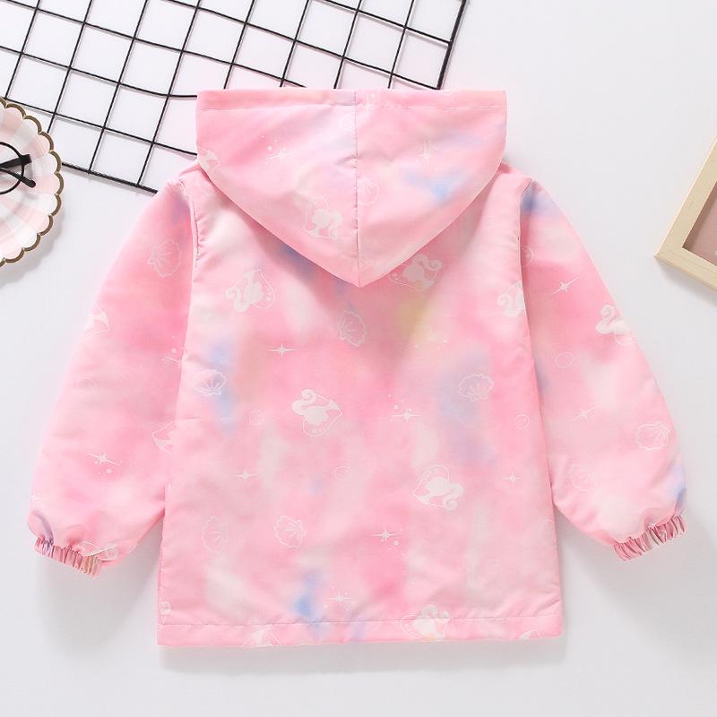 2025 Korean Style Gradient Windbreaker Jacket for Girls, Medium Size - Casual Outerwear In Stock