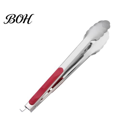Versatile Kitchen Clamp Tongs with Anti-Slip Handle And Silicone Scalloped Edges, Stainless Steel Food Clip Edges Locking Clips for Grilling