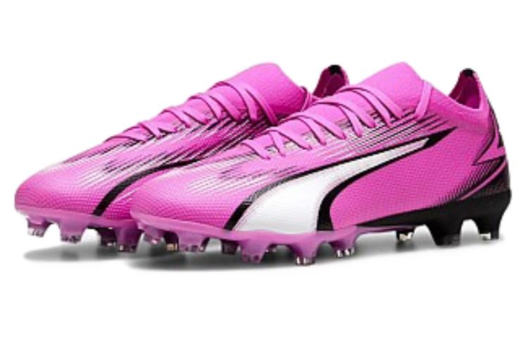 Puma Ultra Match Low Top AG Artificial Ground Abrasion Resistant Soccer Shoes Unisex Pink White 107754-01