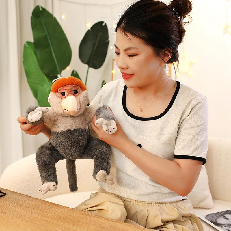 Simulation long nose monkey doll plush toy little monkey orangutan doll children soothing doll