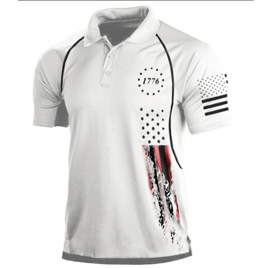 Maglietta POLO casual da uomo, colletto polo, cerniera, manica corta, moda, verde mimetico, uomo