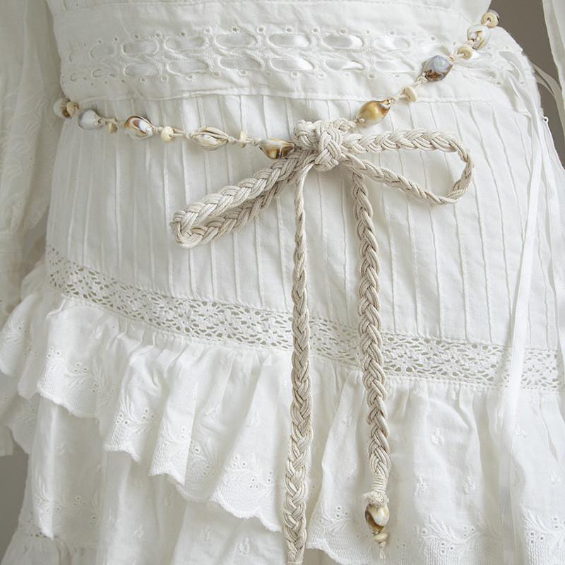 Bohemian Ethnic Style Waist Rope Handcrafted Woven Fabric Relaxed Fit For Summer Holidays