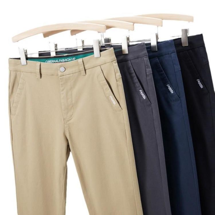 New Autumn Men's Slim Fit Straight Leg Casual Pants Wrinkle Resistant Business Elastic Versatile High-End Outer Wear Trousers