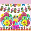 Summer Beach Party Cake Insert Balloons Hawaiian Themed Bunting Flags Set