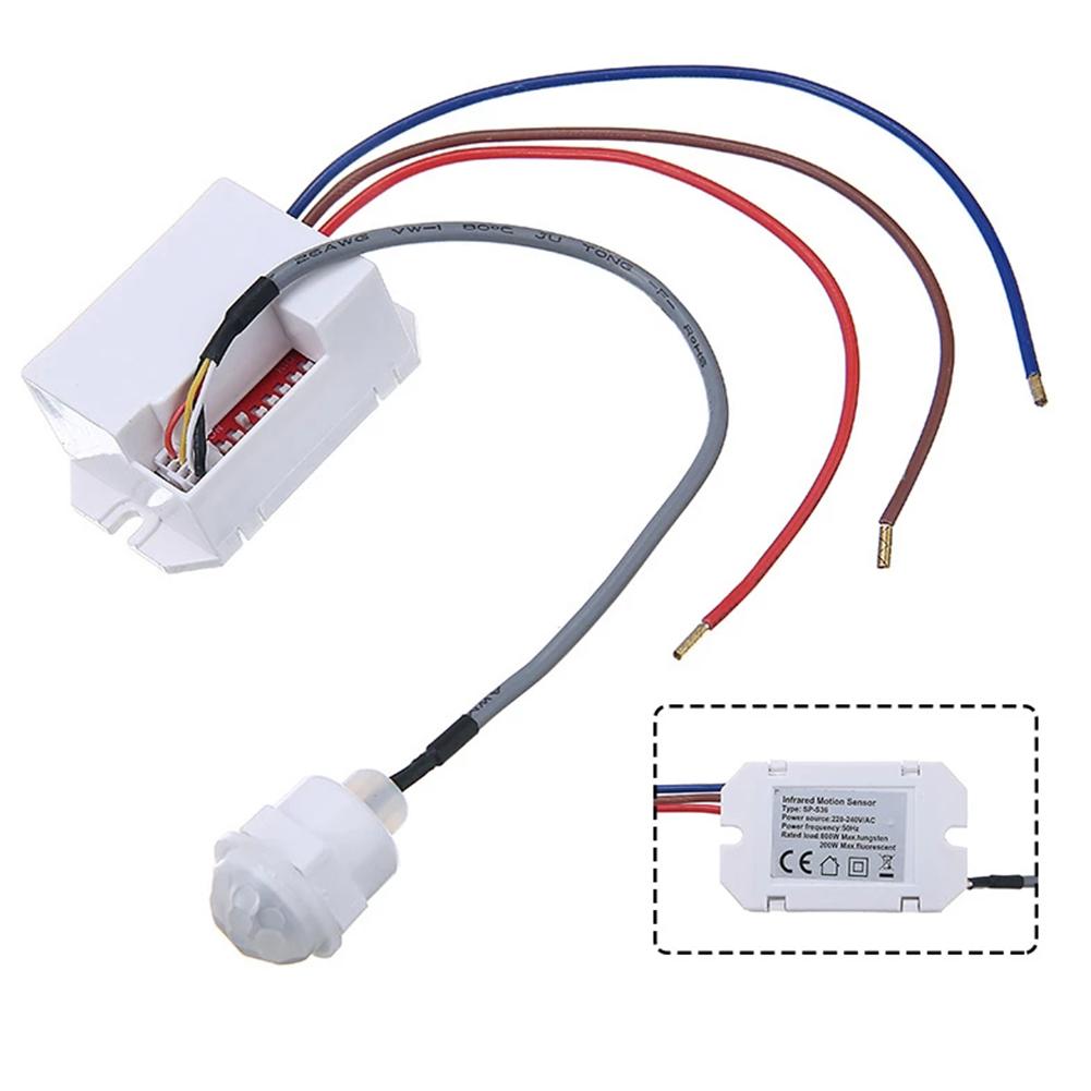 Home PIR Sensor Detector Light Switch 220-240V AC 50 60Hz Rest Dips Adjustable IP20 Mini Recessed Motion Occupancy