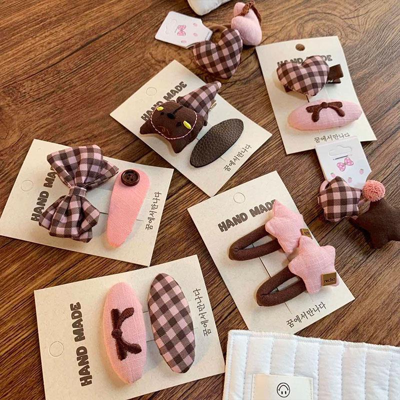 Pink Bow Fabric Hair Clip - Korean Style Coffee Hair Accessory for Women