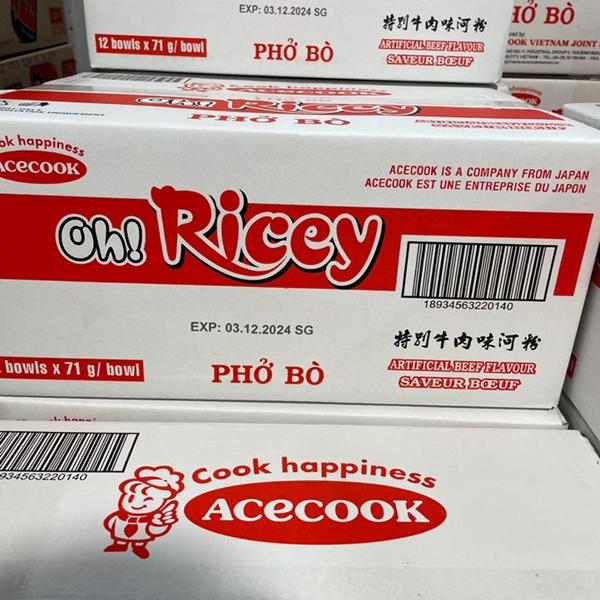 Oh Ricey Pho Bo Beef Vietnamese Rice Noodles Cup 71g x 12 Packs