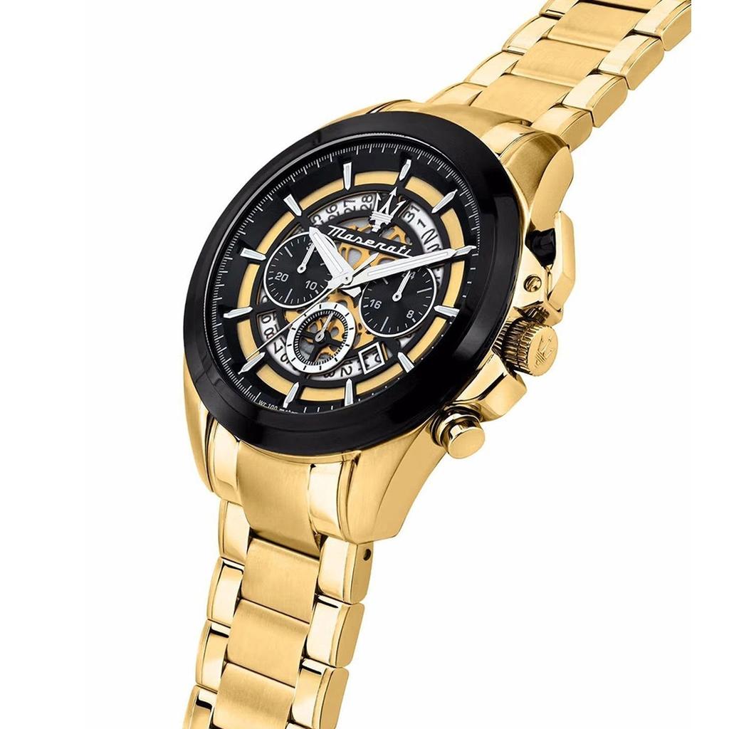 Maserati Orologio da Uomo Traguardo Cronografo Tono Oro Acciaio Inossidabile Quadrante Scheletrato Multicolor Quarzo R8873612058 100M