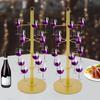 4-Tier Champagne Tower Stand, Gold Wine Glass Display Holder, Cocktail Tree Stand for Tabletop, Round Steel Frame, 10kg Capacity