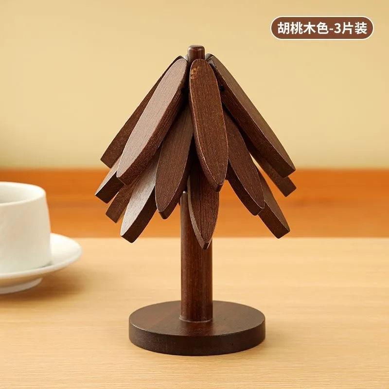 

Christmas placemat high temperature resistant solid wood desktop coaster kitchen anti-scalding practical decoration